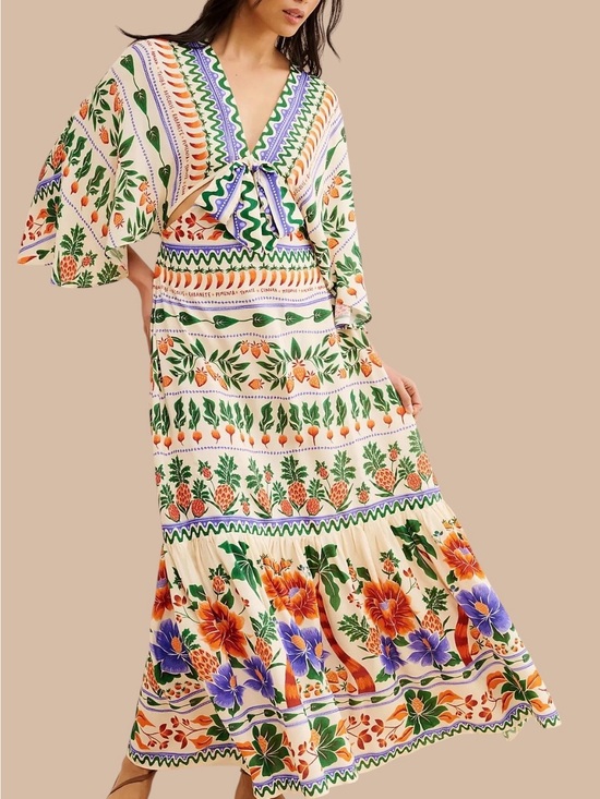 FARM Rio Dresses & Skirts - FARM Rio V-Neckline Kaftan Maxi Cutouts Dress Size Small